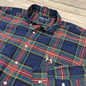 Ralph Lauren Plaid Button Shirt Mens Xl Terrier Dog Vintage In Great Condition!